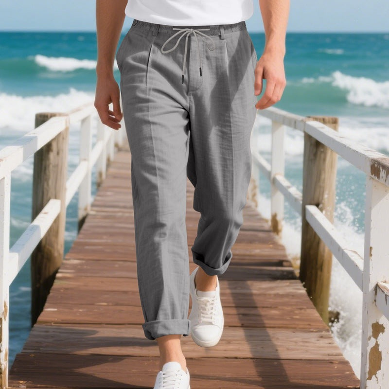 Men's lightweight linen drawstring pants - product view 12
