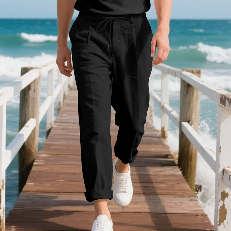 Men's lightweight linen drawstring pants - product view 8
