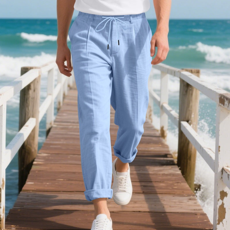 Men's lightweight linen drawstring pants - product view 13