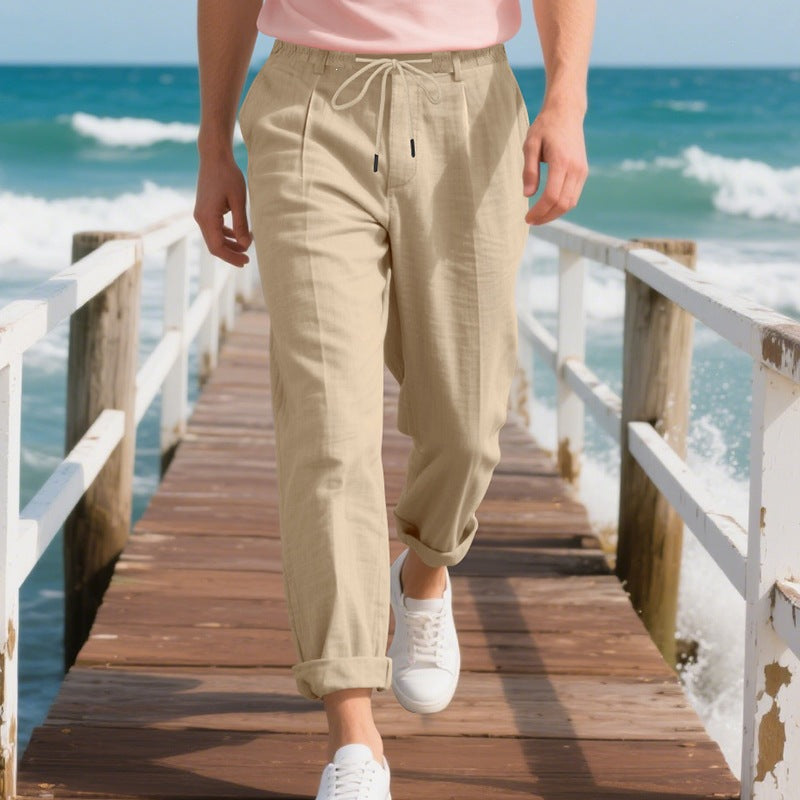 Men's lightweight linen drawstring pants - product view 9