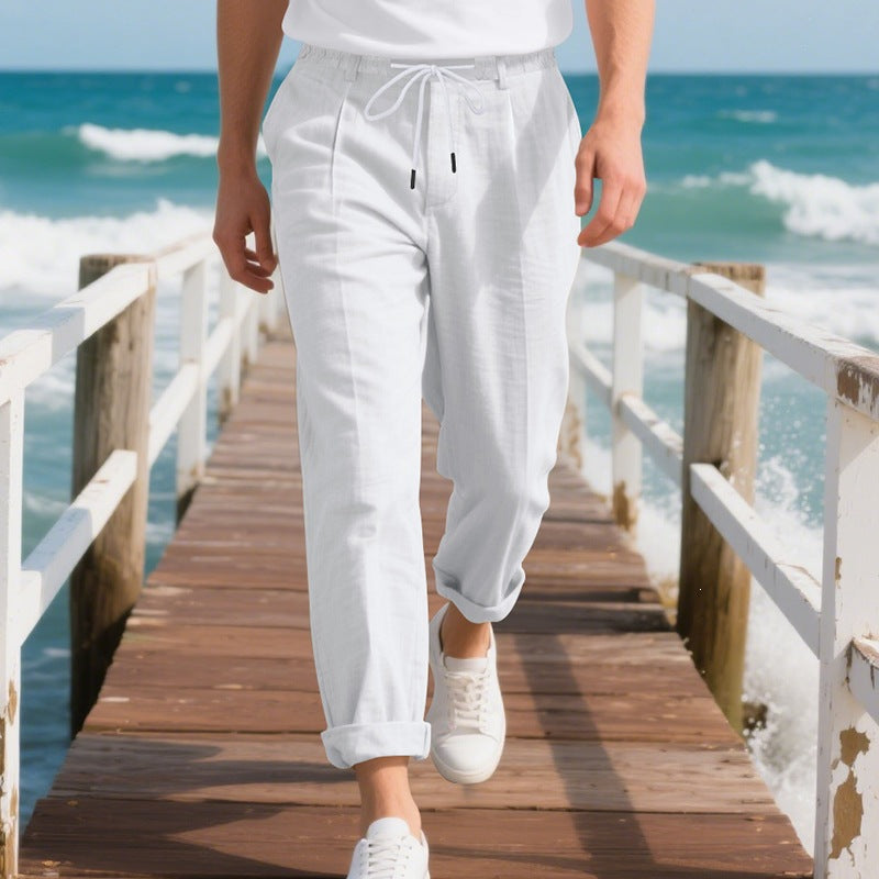 Men's lightweight linen drawstring pants - product view 11